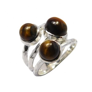 แหวนพลอยตาเสือเงินสเตอร์ลิง925ขายดีที่สุดขายส่งแหวนเงินแท้วงแหวนเวอร์เมียล - Product Image 1