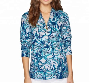 Vente en gros de haute qualité Unique Animal Imprimé Dames Blouses/hauts Décontracté Imprimé à manches longues Éléphant Imprimé Top Fabricant - Product Image 1