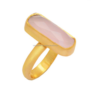 แหวนเงิน925ชุบทองพลอยคาลซิโดนีรูปกุหลาบแหวนแฟชั่นทันสมัยสำหรับเป็นของขวัญแต่งงาน - Product Image 1