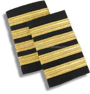 Parche de Epaulete de Cuero y Tela Oxford para Piloto OEM, Insignia de Rango de Dos Rayas Doradas, Trenza de Alambre Dorado Francés al por Mayor, Hecho a Mano - Product Image 2