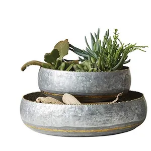 Cvnc — bols décoratifs ronds en métal galvanisé, décor de pièces centrales pour votre jardin et jardinière, ensemble de trois tailles
