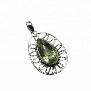 Hermoso colgante de piedras preciosas de amatista verde natural, colgantes y dijes de joyería fina, joyería de plata de ley 925 sólida para mujer - Product Image 1