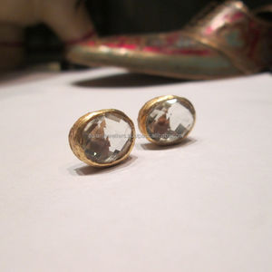 ต่างหูเม็ดเดี่ยวทำด้วยมือสีเงิน925พร้อมพลอยควอตซ์อเมทิสต์สีเขียวสำหรับเป็นของขวัญแต่งงานครบรอบวันหมั้น - Product Image 1