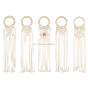 Anneaux de serviette en macramé noués à la main en pur coton durable décoration de table rond de serviette avec différents modèles d'Inde - Product Image 4