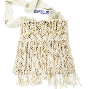 กระเป๋าสะพายไหล่เชือกคอตตอนกระเป๋าชายหาดสุดหรูสำหรับผู้หญิงกระเป๋าถือ Macrame - Product Image 5