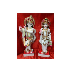 Blanc Marbre Radha Krishna Debout Statue - Product Image 1