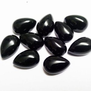 3mm 4mm 5mm Pierres de spinelle noires naturelles Poire Dos plat Semi Precious Calibrated Loose Cabochons Gemstone Fabricant Wholesale - Product Image 1