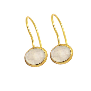 Pendientes colgantes de alambre chapados en oro de Plata de Ley 925 con piedras preciosas de cuarzo rosa de forma ovalada, pendiente de moda para regalo de boda. - Product Image 2