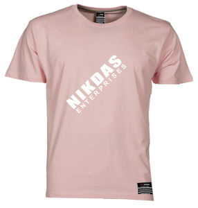 Verano de manga corta de moda cuello redondo de algodón Casual transpirable camiseta hombres/mujeres impreso cuello redondo mezcla de algodón rosa camiseta - Product Image 1