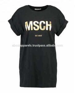 Camiseta Negra Estampada para Mujer, Talla Grande, al por Mayor, Barata, Estilo Europeo, Personalizable, Manga Corta - Product Image 5