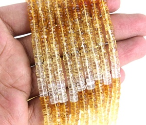 ลูกปัดพลอยซิทรินธรรมชาติสีไล่ระดับ ยาว 13.5 นิ้ว 1 เส้น รูปทรงเรียบแบบยางรถยนต์ สำหรับทำสร้อยคอ ผลิตโดยผู้ผลิตโดยตรง คุณภาพสูง แท้ - Product Image 2