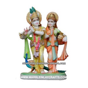 Carved Marble Radha Krishna Statue - Product Image 1