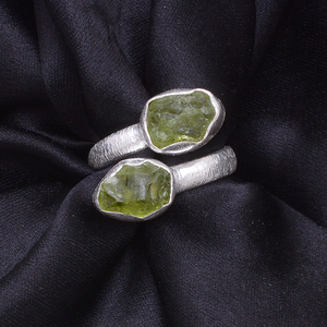 สองชุดหินอัญมณีหยาบ925เงินสเตอร์ลิงเครื่องประดับปรับได้แหวนแฟชั่นคลาสสิกสำหรับทุกเพศ - Product Image 2