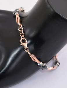 Brazalete de Diamantes Negros AAA de Alta Calidad en Oro Rosa de 14k, Joyería de Diamantes de 18k, Brazalete de Diamantes para Mujer - Product Image 6