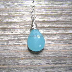 Colgante de GEMA de Calcedonia de agua, Plata de Ley 925 - Product Image 1