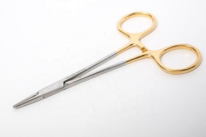 Portaagujas WEBSTER TC 13 CM con insertos de carburo de tungsteno, mango dorado, instrumentos quirúrgicos, certificado CE Clase II - Product Image 2