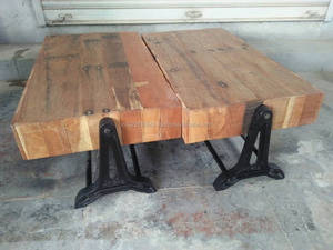 Plateau de café industriel en bois, Table basse, Vintage, basse, en fer et en manga - Product Image 5