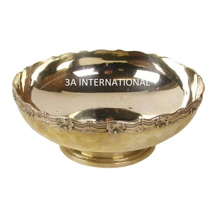 Bol en métal pour servir les fruits, pour mariage, fête, vaisselle décorative, bol de service pour aliments, forme ronde, plaqué or, bol de service pour en-cas - Product Image 1