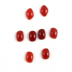 4 pares de cabujón suelto liso de 12mm, forma cuadrada de Calcedonia Natural naranja para la fabricación de joyas - Product Image 1