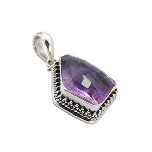 Amazing Natural Amethyst Loose Gemstone Silver Overlay Bezel Pendant Fine Jewelry Pendentifs & Charms - Product Image 1