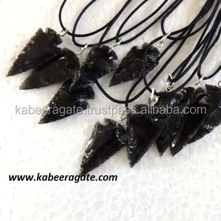 Vente en gros de pointes de flèche: colliers en obsidienne noire