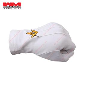 Guantes de algodón con bordado cuadrado y brújula, un par, azul claro - Product Image 4