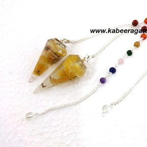 Péndulo de Aventurina amarilla, péndulo con cadena de Chakra, venta al por mayor - Product Image 1