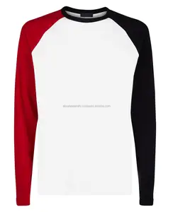 Color block print panel rounded neckline mens t shirts custom longline t shirt mens two tone colour block tee