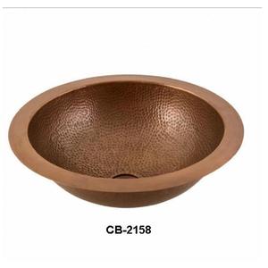 Lavabo de salle de bain en cuivre martelé fait à la main - Product Image 1
