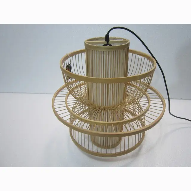 Sand-glass shaped design bamboo lamp shade, modern lamp with vintage bamboo craft lamp shade now on sale