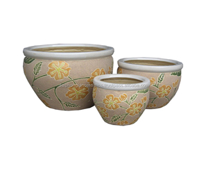 Maceta de arcilla de Interior de cerámica esmaltada vietnamita, diseño de forma redonda para el hogar, guardería, decoración de jardín, maceta para plantas de interior - Product Image 3