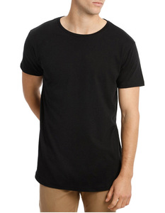 Wholesale Custom Scoop Bottom <b>Men's</b> <b>T</b>-<b>Shirt</b> Long Line Drop Shoulder <b>Curved</b> <b>Hem</b> Casual Waffle Fabric Logo Pattern 100% Cotton - Product Image 1