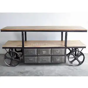 Eisen Industrie Vintage Küchen wagen Möbel Service Trolley mit Rad