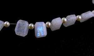 Belles perles en forme de pépites à facettes 1 brin qualité impressionnante pierre de lune arc-en-ciel naturelle perles de pierres précieuses de feu bleu fabrication de bijoux - Product Image 6