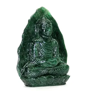 Green Aventurine Handcrafted Buddha Statue Indian Statue Figurine Carving