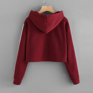 Viky Industri-Sudadera con capucha para mujer, Top corto con logotipo personalizado, ropa de calle, Top corto de estilo a rayas - Product Image 3