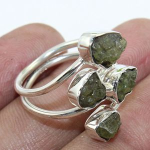 Duro de piedras preciosas moldavite anillo de Plata de Ley 925 joyería de plata al por mayor joyería proveedor exportador - Product Image 2