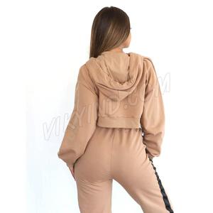 Automne Casual Femmes Survêtement Manches Longues Courte Unie Sweat À Capuche Ensembles de Pantalons Longs Femme Vêtements De Sport Course Costume - Product Image 6