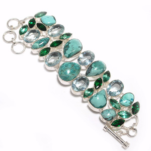 Brazalete de moda de Partywear de plata 925 con piedras preciosas de Topacio Azul de Londres - Product Image 2