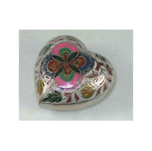 Urnas Funerarias de Latón Talladas a Mano, Urnas de Recuerdo en Forma de Corazón con Incrustaciones de Colores, Venta al por Mayor - Product Image 1
