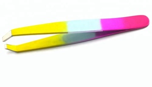 Pinzas de cejas de acero inoxidable inclinadas con logotipo personalizado profesional herramienta de modelado de cejas sostenible para venta al por mayor - Product Image 2