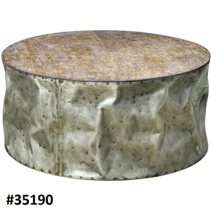 Mesa de centro de muebles de sala de estar moderna, mesa de centro de hierro metálico de acero inoxidable, mesa de centro personalizada única en acabado antiguo - Product Image 4