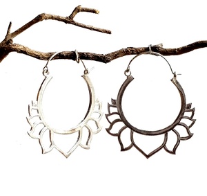 Increíbles pendientes de aro tribales bohemios de plata para mujer, pendientes de aro compatibles con regalo de compromiso de fiesta de boda de latón indio para mujer - Product Image 1
