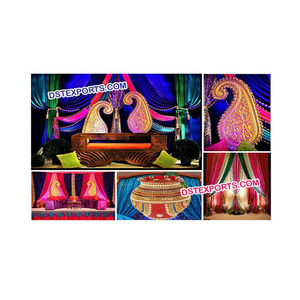 งานแต่งงานแบบเอเชียเมฮันดี้คืน Sangeet ของตกแต่งเวทีงานแต่งงานเมฮันดี้ - Product Image 1