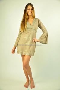 Vestido tipo túnica con manga acampanada de estilo bohemio para mujer, túnica Sexy con encaje bordado de punto de cadena y manga acampanada - Product Image 2