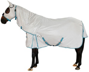 Couverture de cheval d'été de haute qualité en maille respirante avec capuche intégrée, doublure en nylon et sans rembourrage - Product Image 5