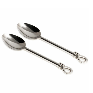 Stainless Steel Pair of Polished Knot Handle <b>Serving</b> <b>Spoons</b> - Product Image 1