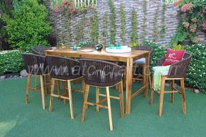 Invierno Caliente de moda de mimbre de ratán PE Bar 2 sillas y Acacia mesa de madera para muebles al aire libre para Navidad RABR-099 - Product Image 3