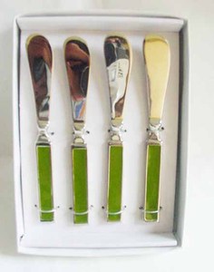 Latón mantequilla cuchillo juego de blanco con MEENA - Product Image 2