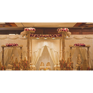 ไม้แบบไดนามิกสำหรับงานแต่งงานรูปพระพิฆเนศทำจากไม้แบบเรียบหรูรูปปั้นพระพิฆเนศไม้แกะสลักรูปปั้นพระพิฆเนศตกแต่งงานแต่งงานขายส่งเวทีทอง - Product Image 1